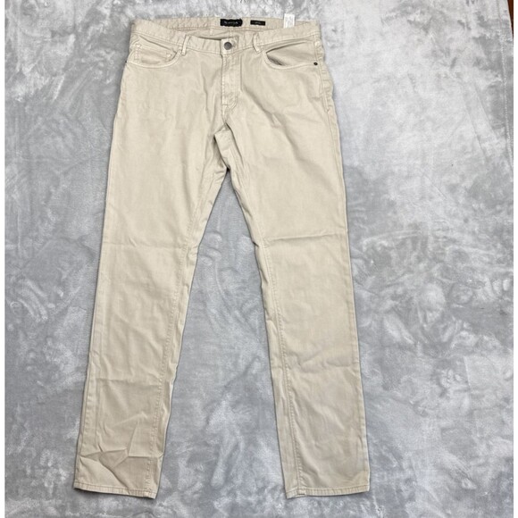 Massimo Dutti Men’s Slim Fit Jeans Size 34x33 Khaki Beige 100% Cotton Made in Tu - Picture 1 of 9